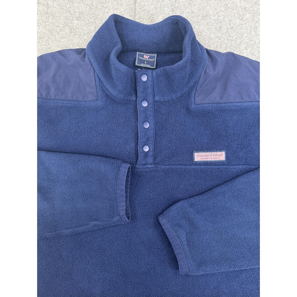 Vineyard Vines Pullover Women's Large Blue Fleece Snap‎ Front Outdoor Sweater
